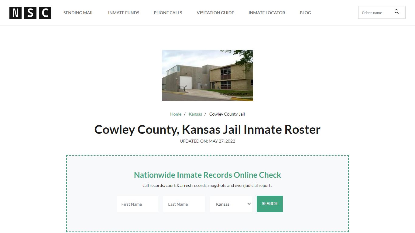 Cowley County, Kansas Jail Inmate Roster